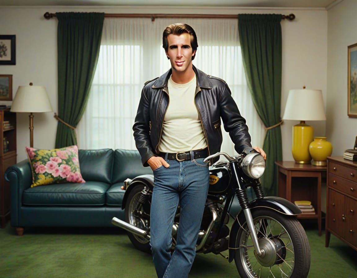 Young Fonzie in 1950s Living Room, Cinematic Still