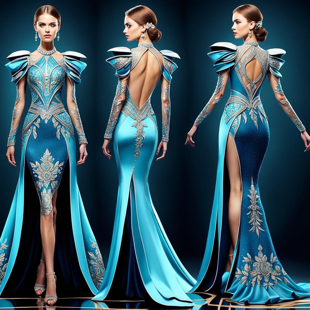 Elegant Woman with Wavy Hair in Hyperrealistic Style