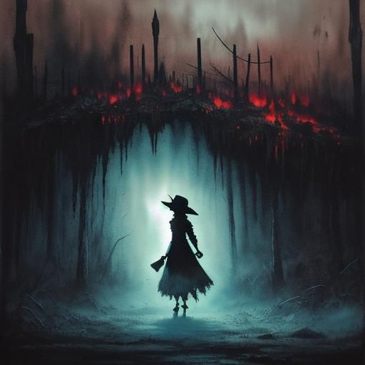 Dark Fantasy Dance with the Dead in Acrylic Ink