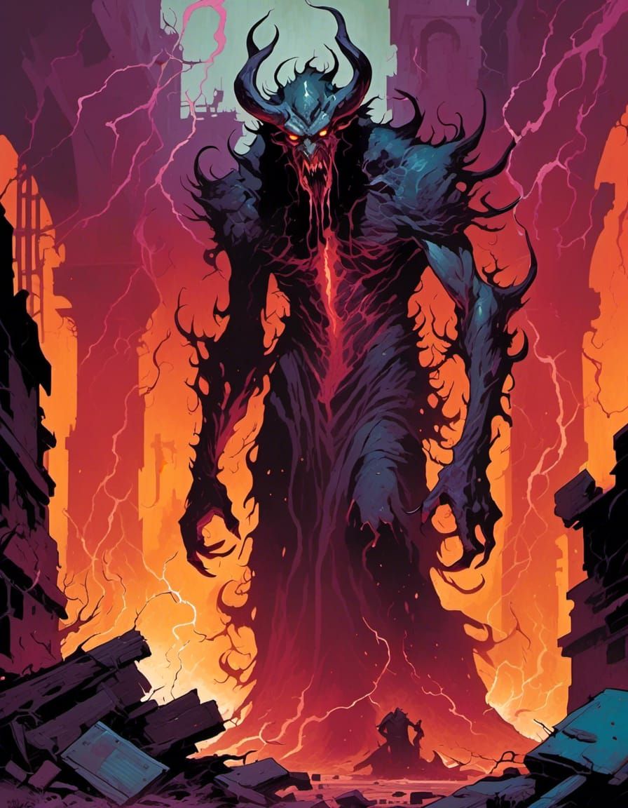 Sinister Demonspawn Emerges from Ruins, Comic Art