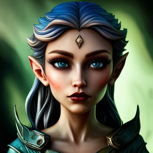 Punk Rock Elf Girl in Detailed 3D Shading