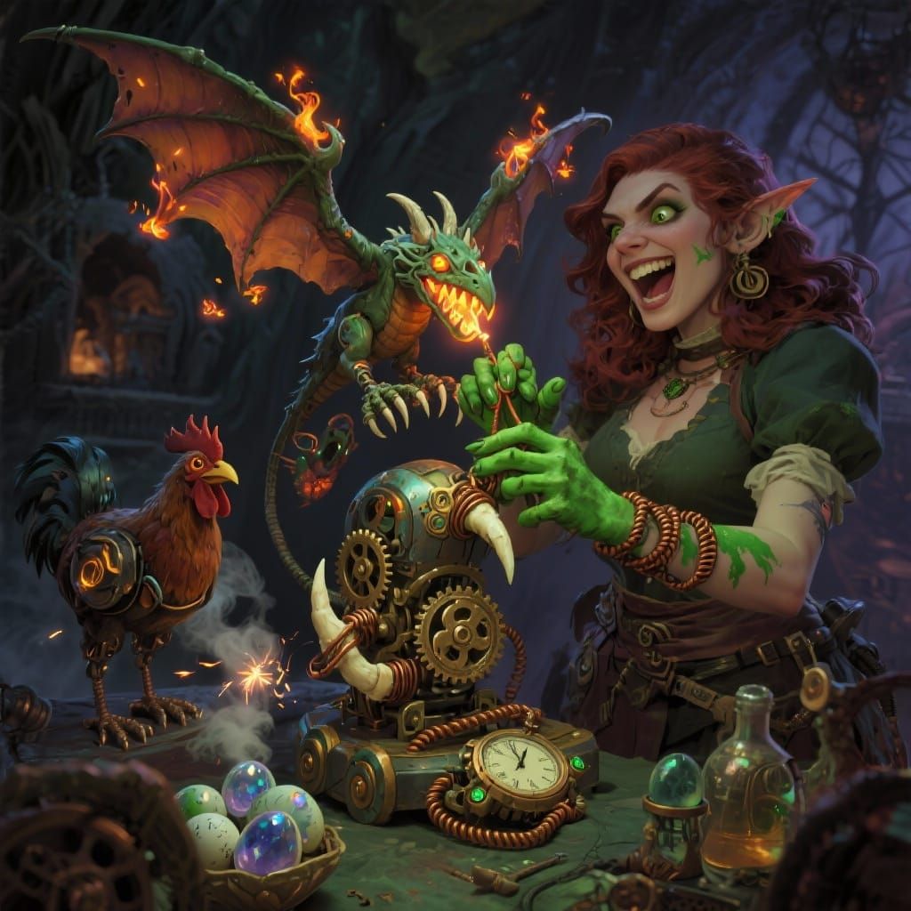 Steampunk Alchemist Attaches Dragon Claw to Automaton