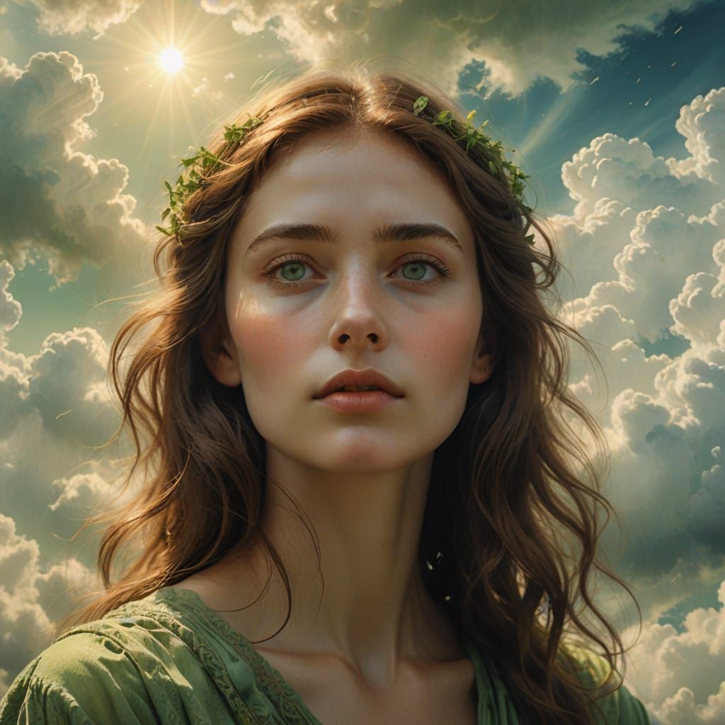 Divine Woman in Ethereal Cloudscape