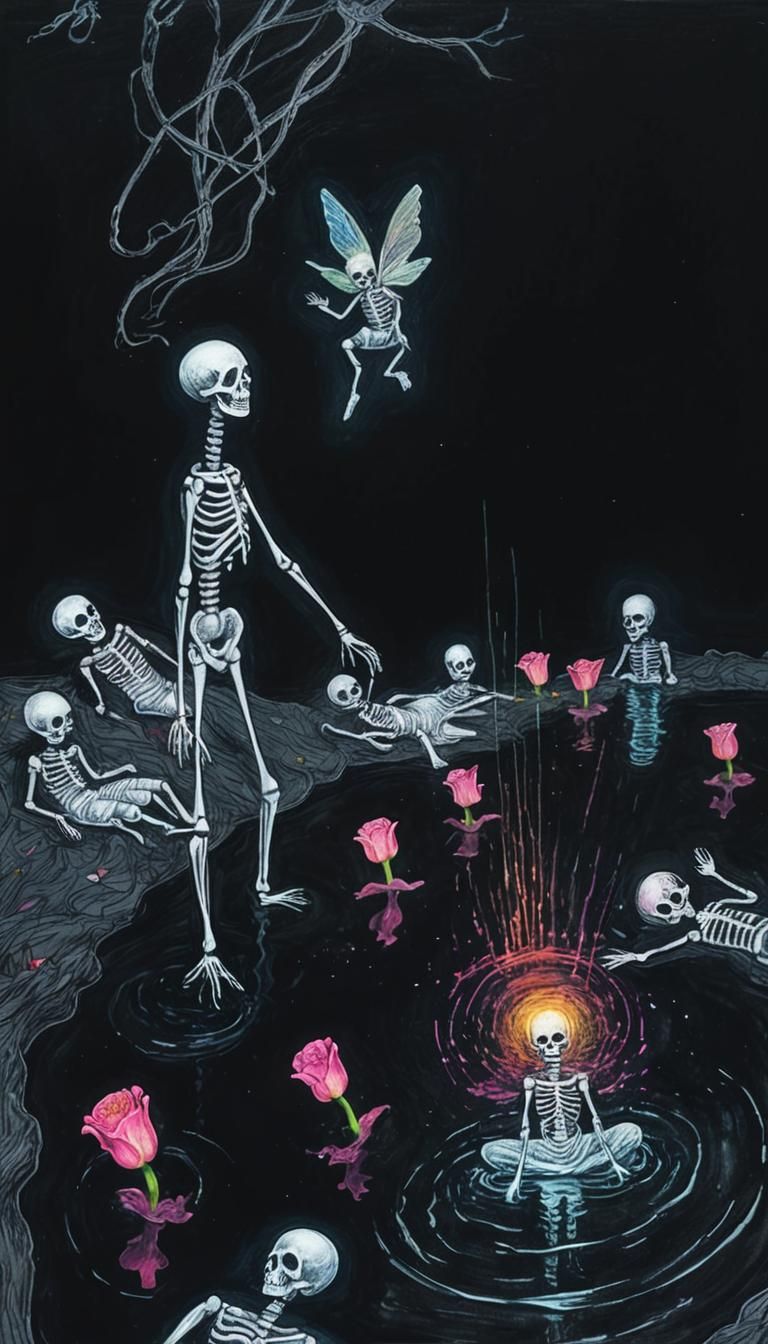 Kids Crayon drawing of the underworld  ,surreal (child's dra...