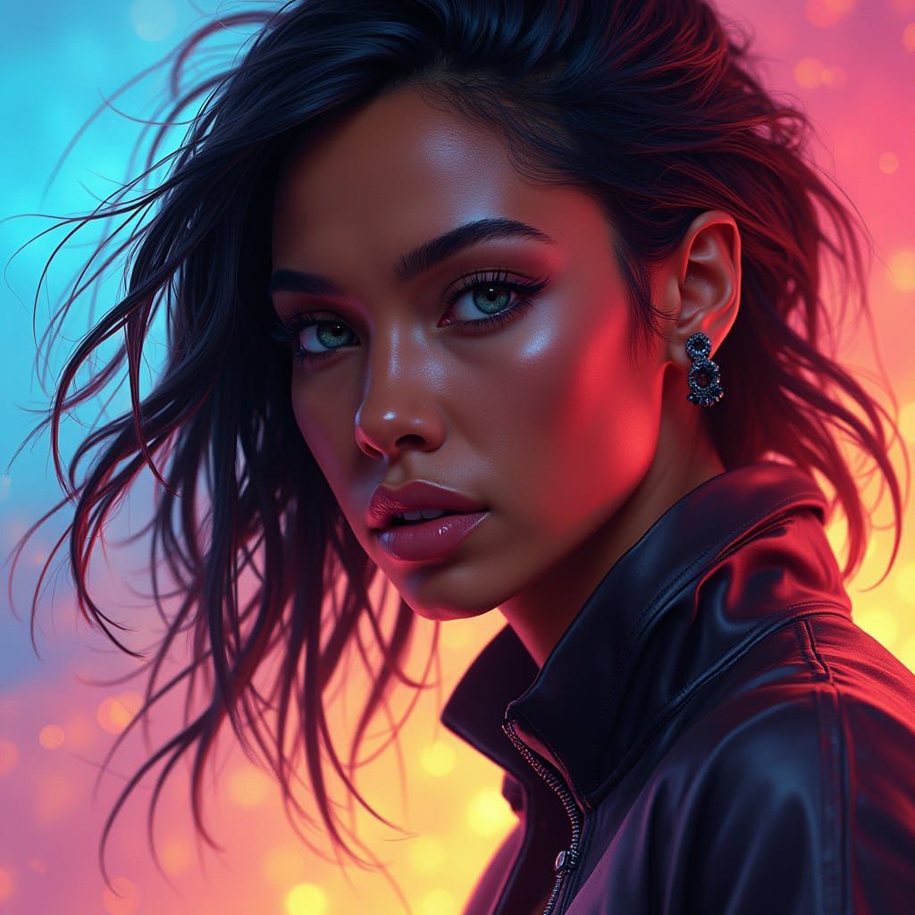 Hyperrealistic Portrait of a Futuristic Actress