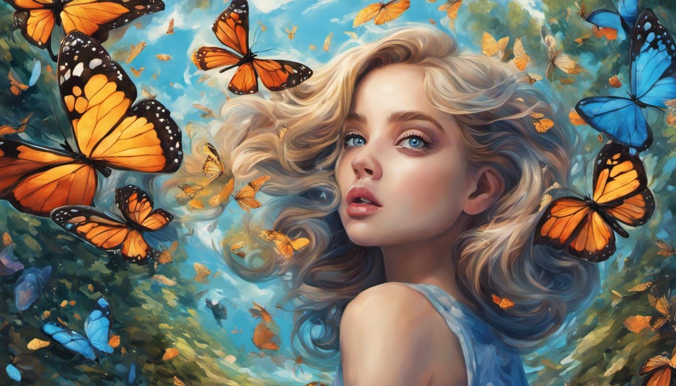 Dreamlike Supermarket with Butterflies in Splash Art