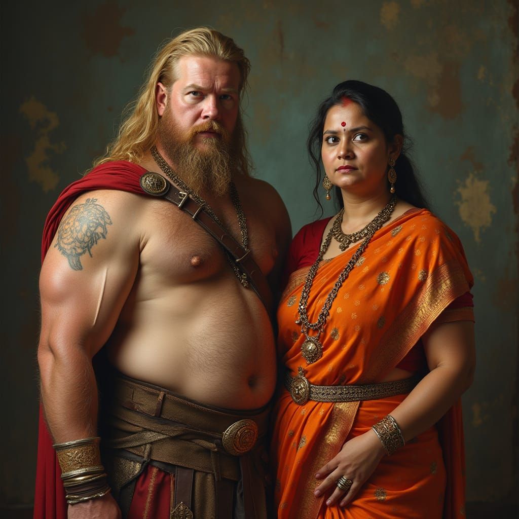 Celtic Warrior and Andhra Woman in Photorealistic Style