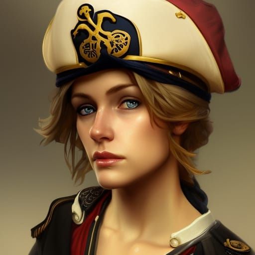 Pensive Pirate Captain Portrait in Hyperdetailed Style