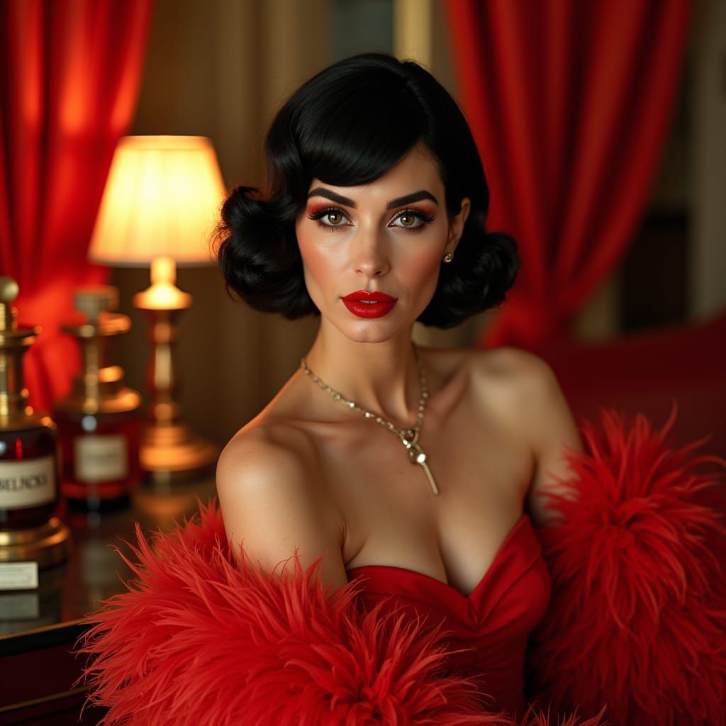 Vintage Pin-Up Girl with Retro-Futuristic Flair