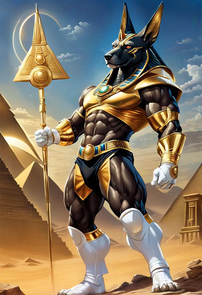Anubis Jackal Superhero in Comic Book Style