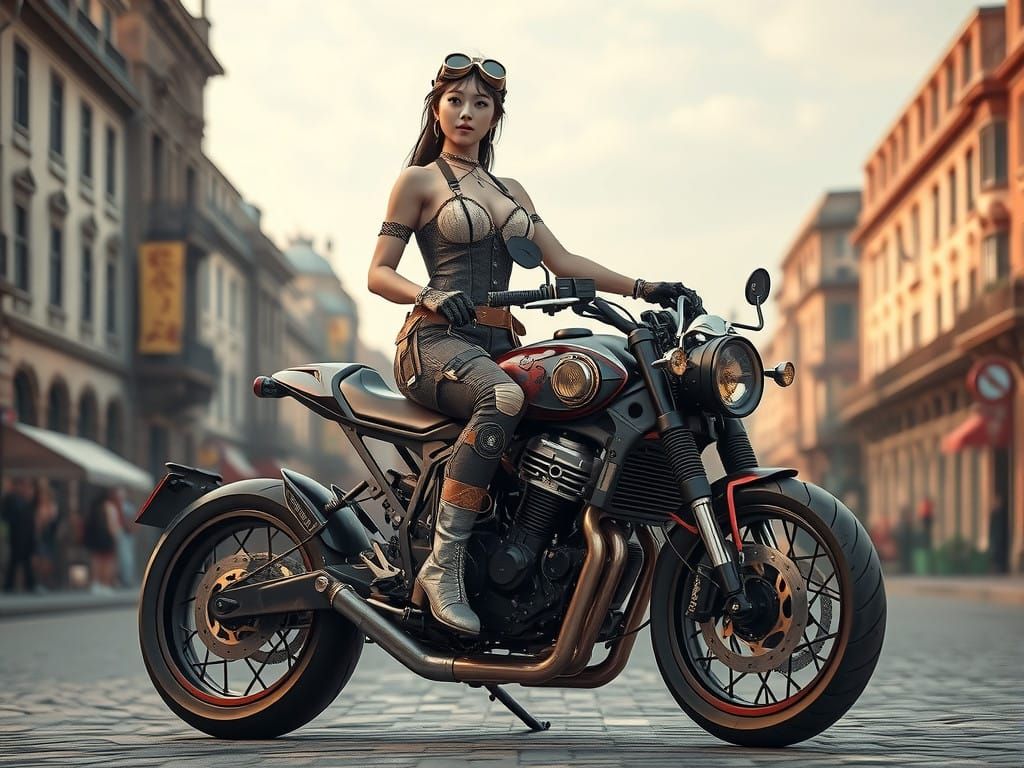 Steampunk Racer in Elegant Gears and Steel