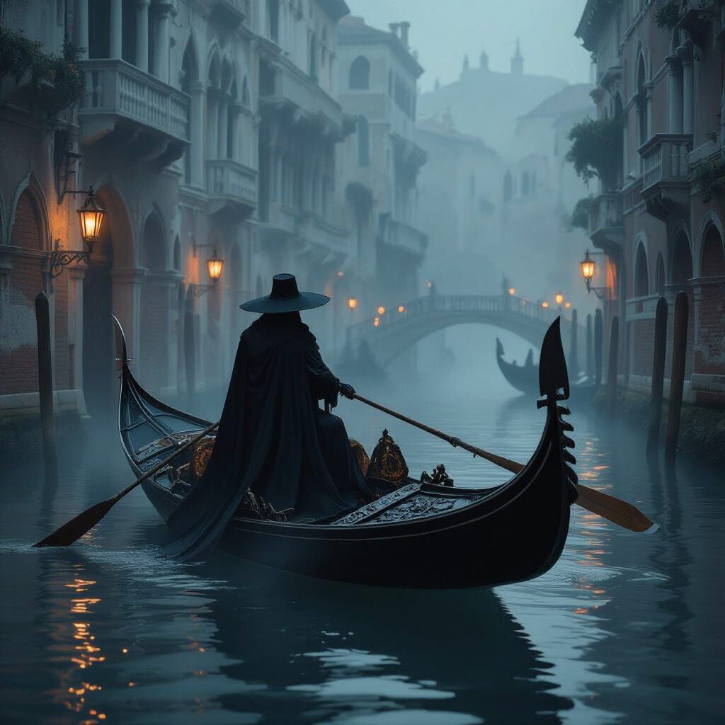 Spectral Gondolier in Venice: A Dark Fantasy Scene
