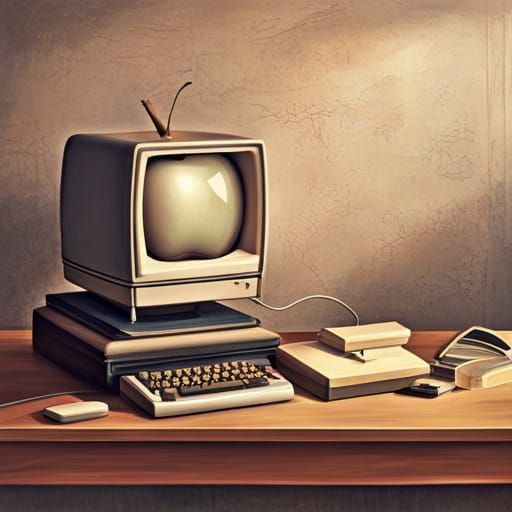 Retro Apple Computer Advertisement in Vintage Style