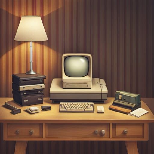 Retro Apple Computer Advertisement in Vintage Style