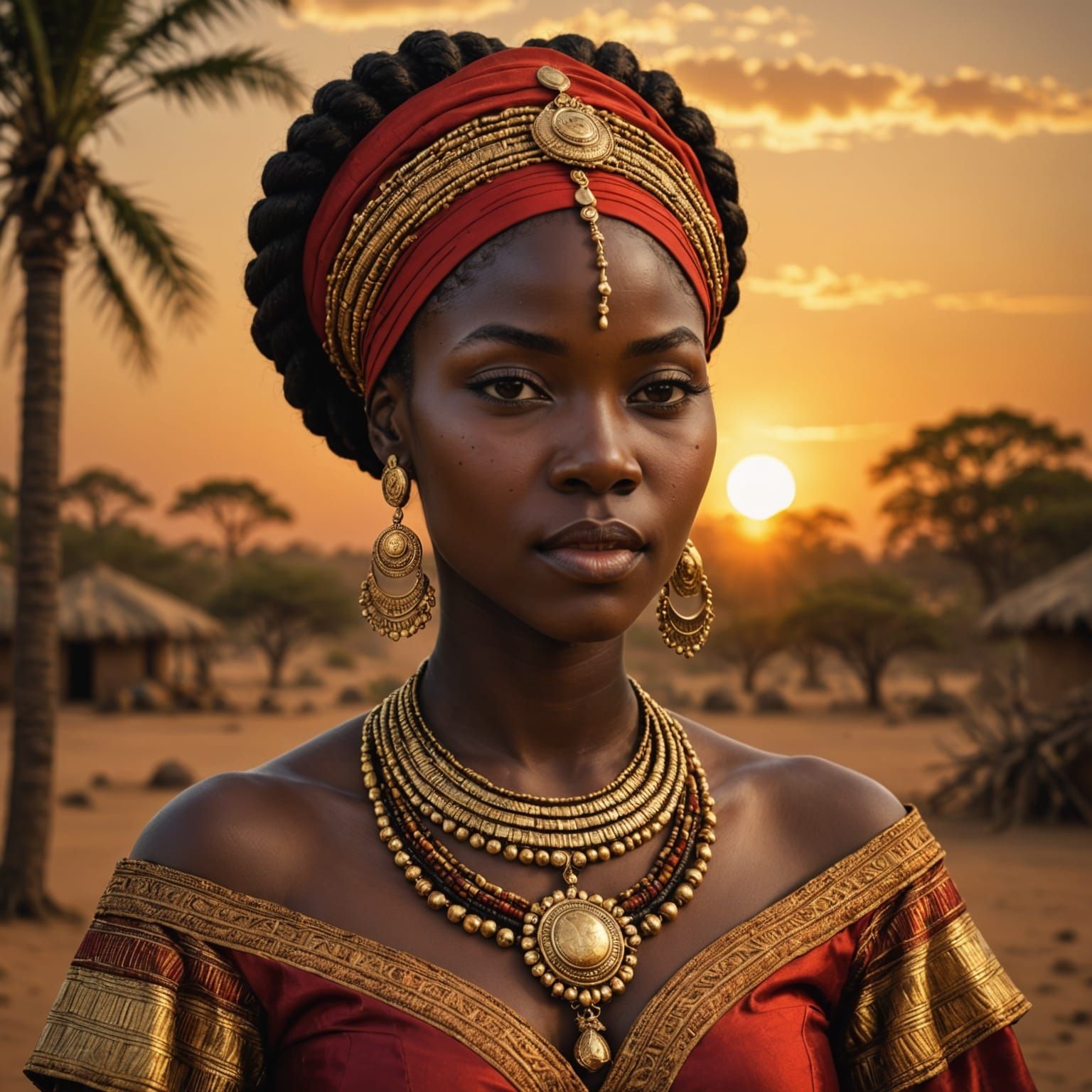 Elegant African Queen in Traditional Attire