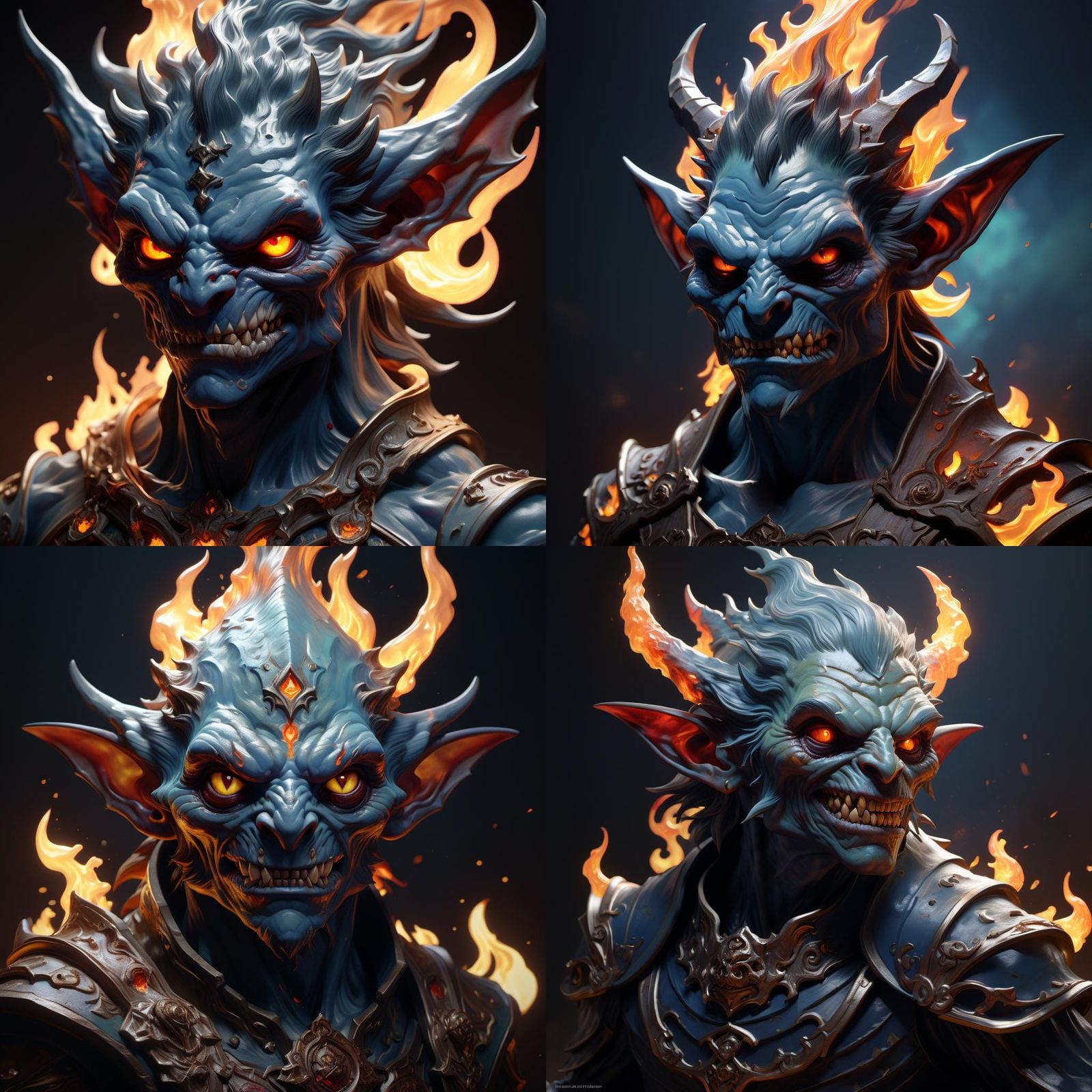 Demonic Porcelain Goblin Portrait in Hyperdetailed Style