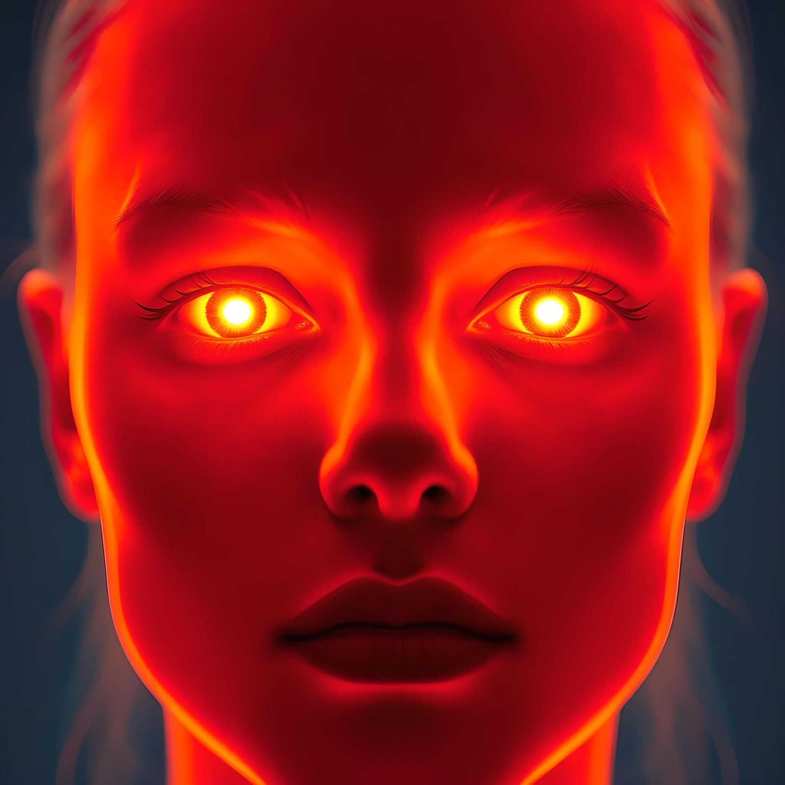 Thermographic Face with Glowing Eyes: Synesthesia Art