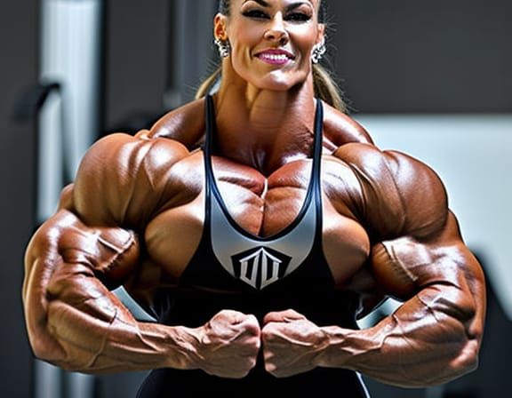 Mega Muscular Female Bodybuilder Mom