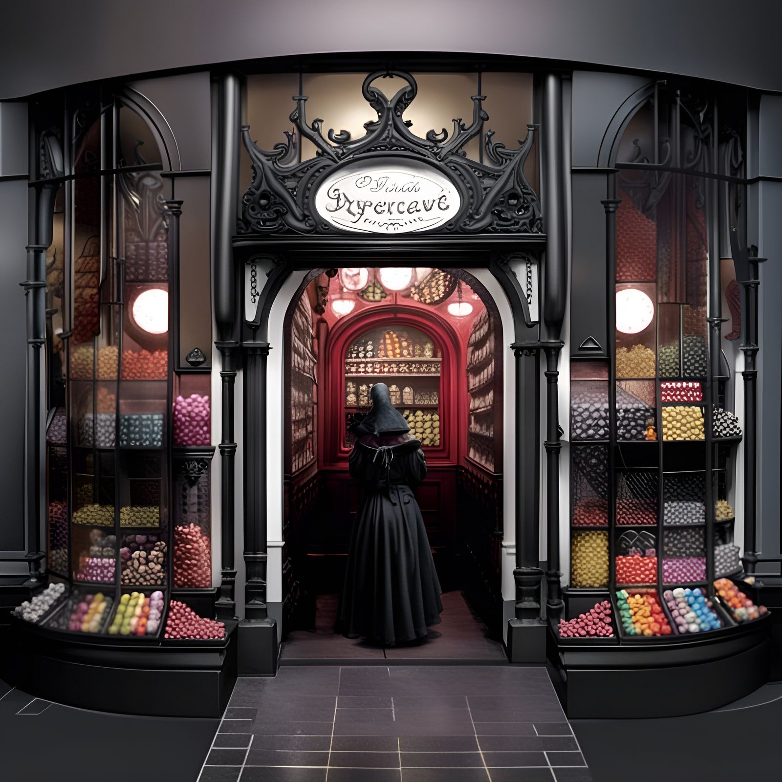 Gothic Candy Shop with Black Liquorice, Photorealistic Art