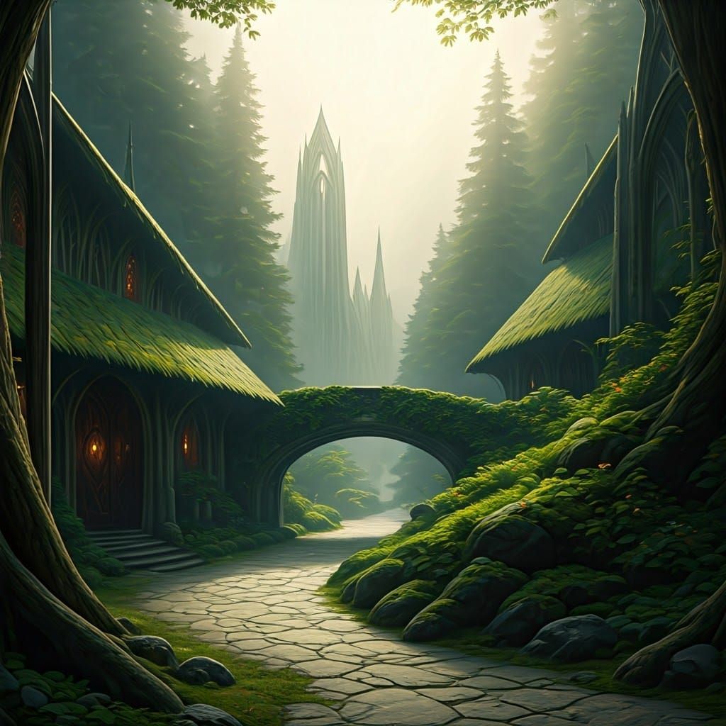 Rivendell Landscape in Hyperrealistic Style