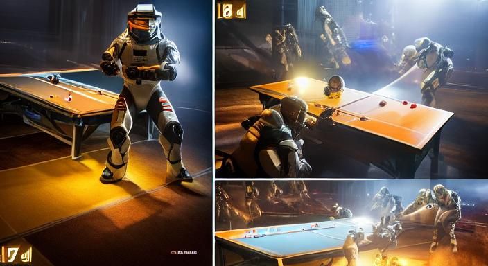 Master Chief Plays Zero-G Table Tennis, Comic Book Art