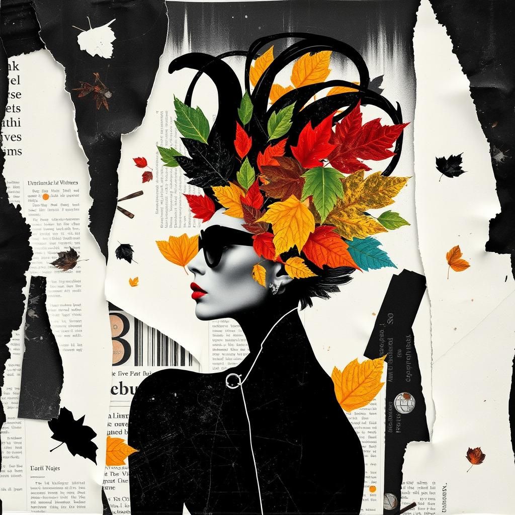 Dada-Inspired Photogram Collage with Autumnal Motifs