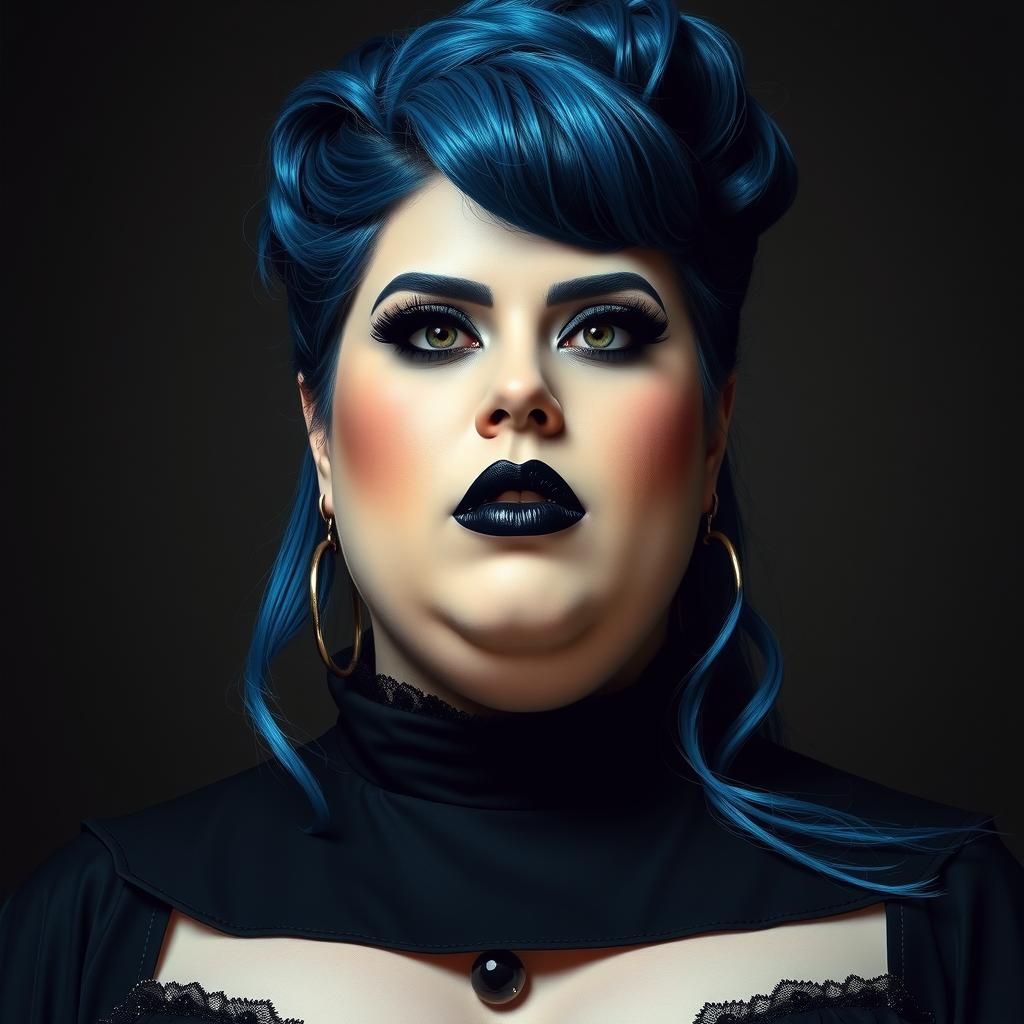 Gothic Beauty with Blue Hair in Dramatic Portrait