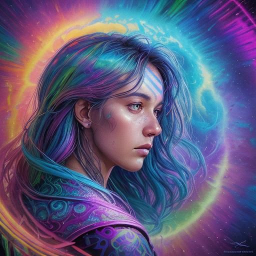 Hyperrealistic Spiral in Cosmic Mixed Media