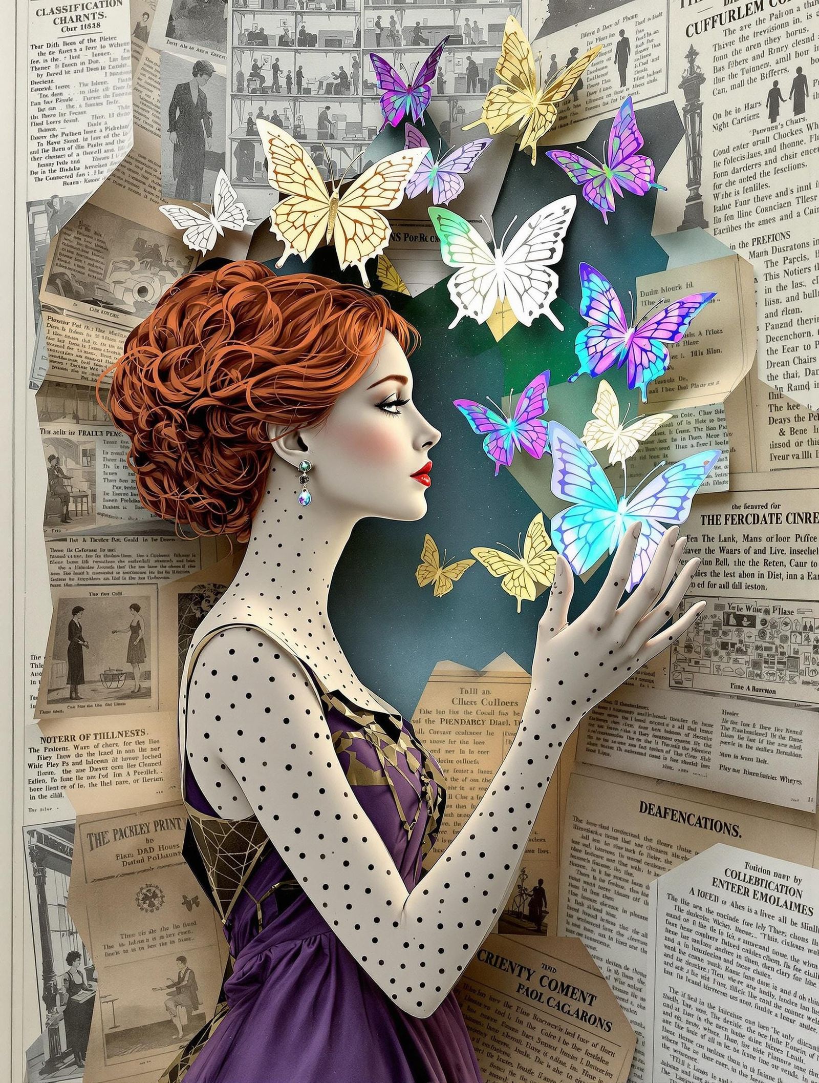 Victorian Doll Woman Breaks Free in Whimsical 3D Paper Art