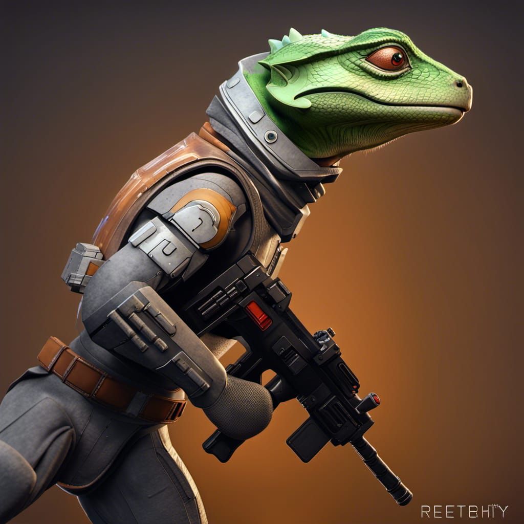 Lizard Warrior in Sci-Fi Armor