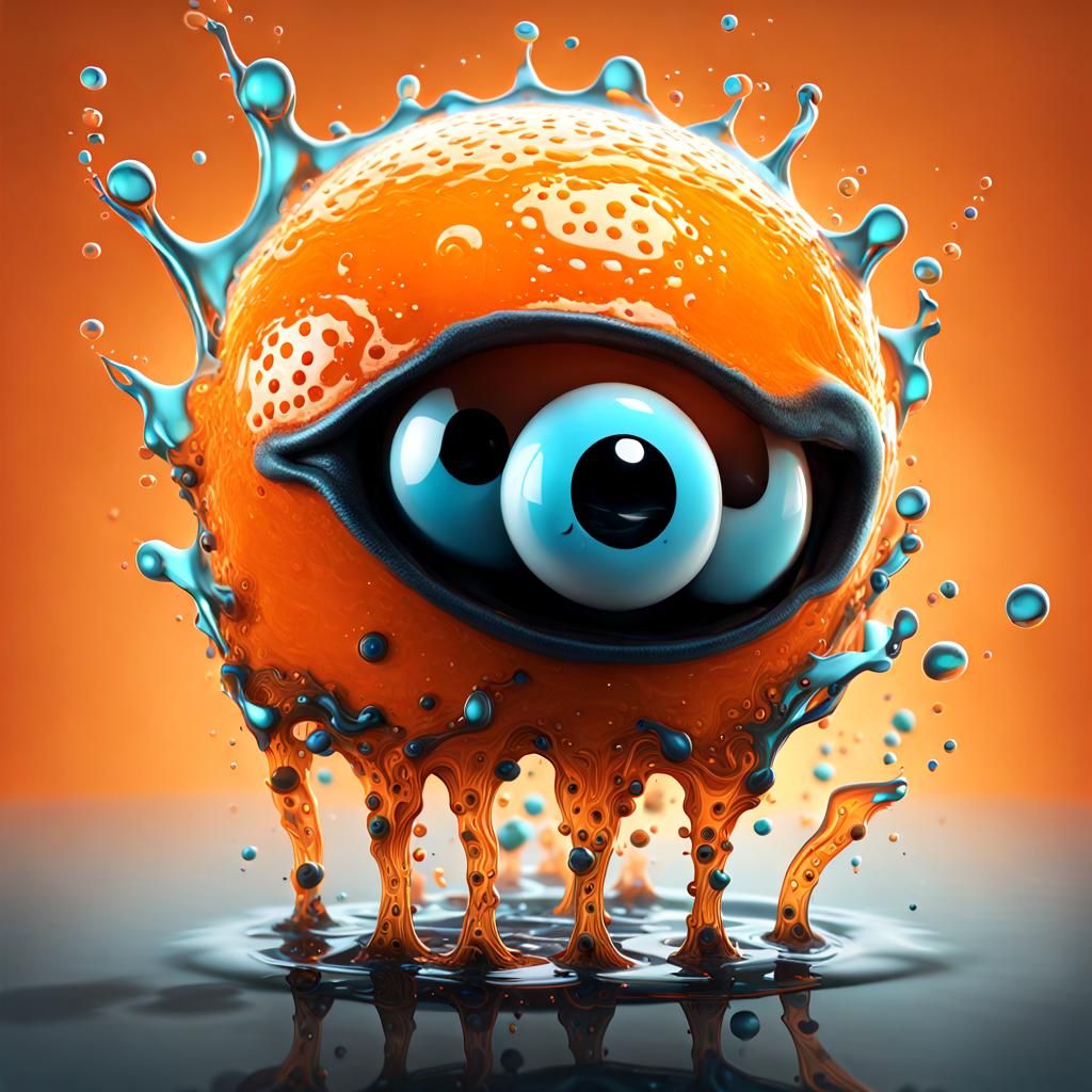 Fractal Cyberorganic Googly Eyed Liquid Splash Art