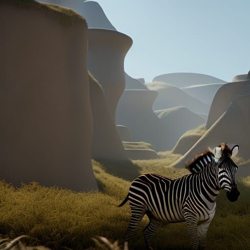 Maze Zebra in Valley: Detailed Matte Painting