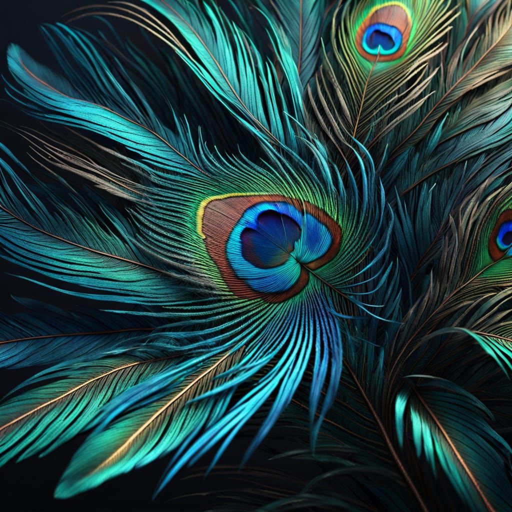 Vibrant Peacock Feather in Fantasy Art