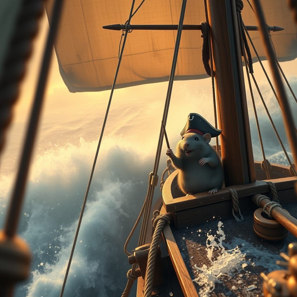 Gerbil Pirate Crew Battles Stormy Seas