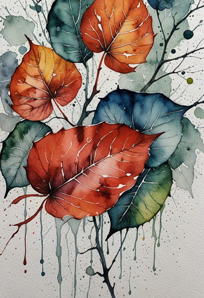 Ethereal Watercolor Dreamscape with Shimmering Veins