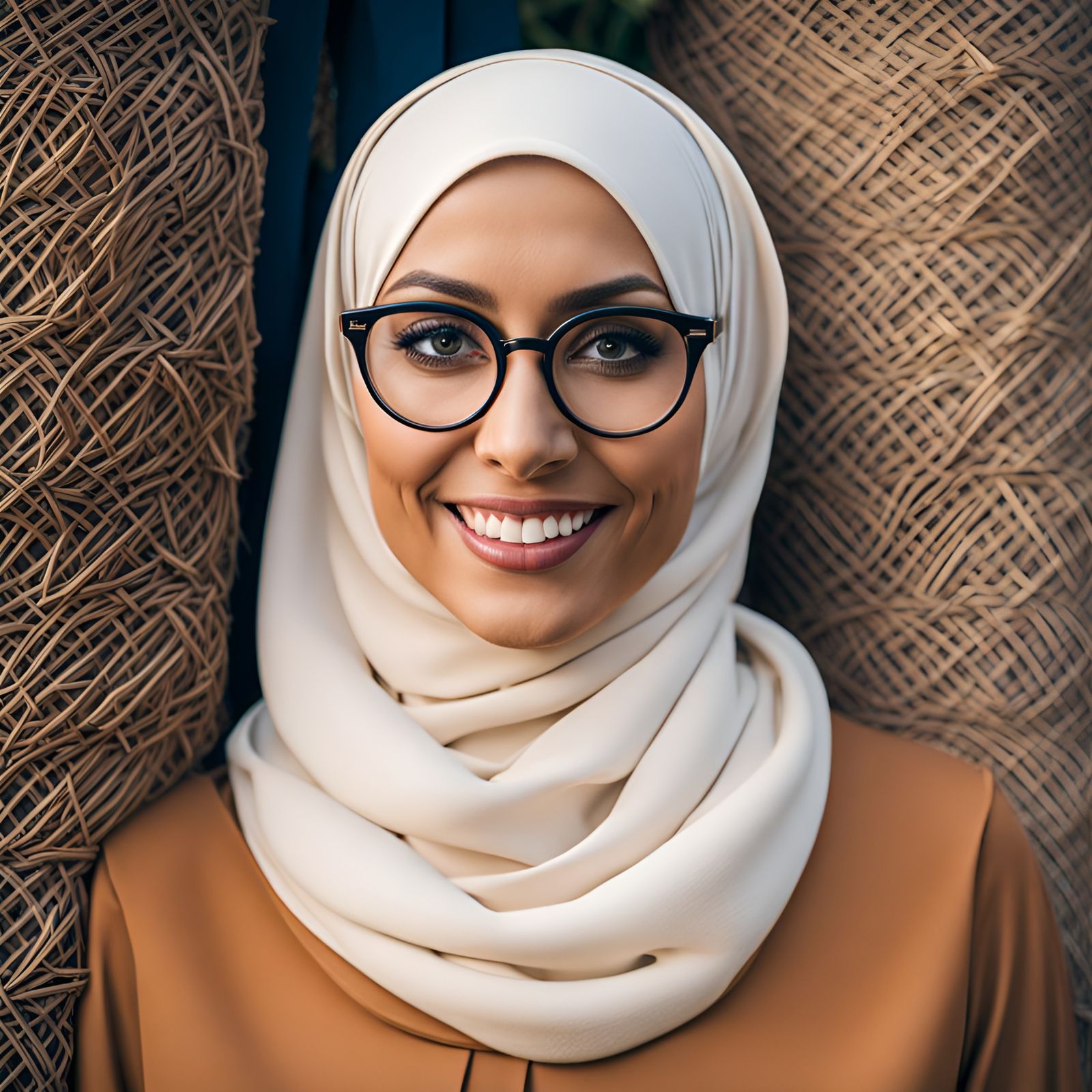 Elegant Woman with Hijab in Garden Setting