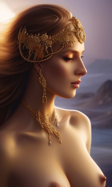 beautiful blond lady in the sunset