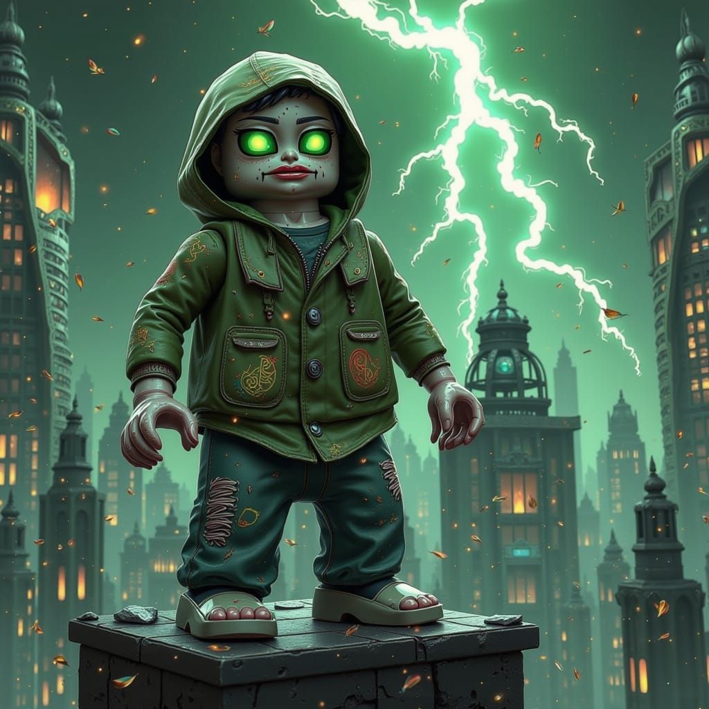 Lego Zombie Weebles in Gritty Comic Style