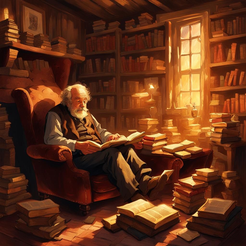 Heartwarming Scene: Old Man Reads to Girl