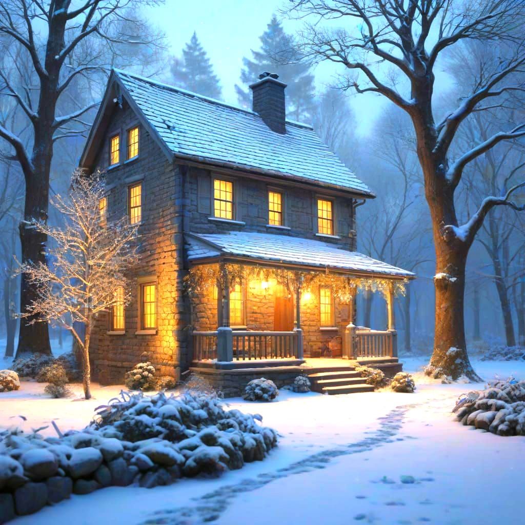 Winter Wonderland Christmas Scene in Iridescent Colors