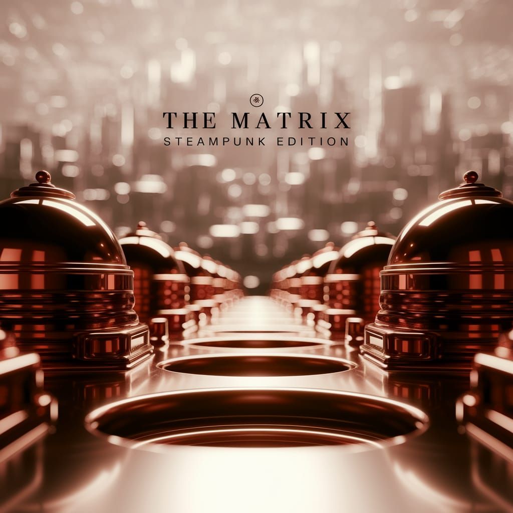 Steampunk Matrix Cityscape with Mechanical Detail