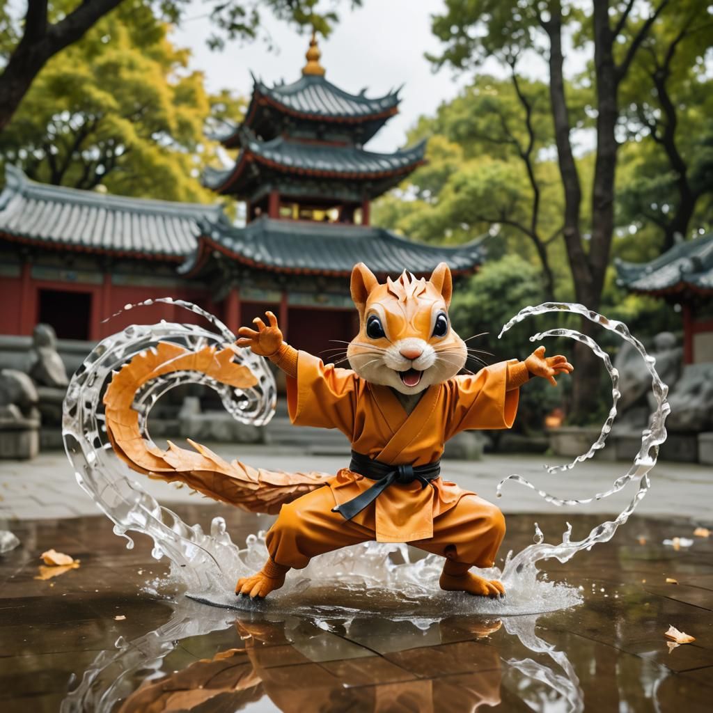 Shaolin Squirrel Monk in Origami Style