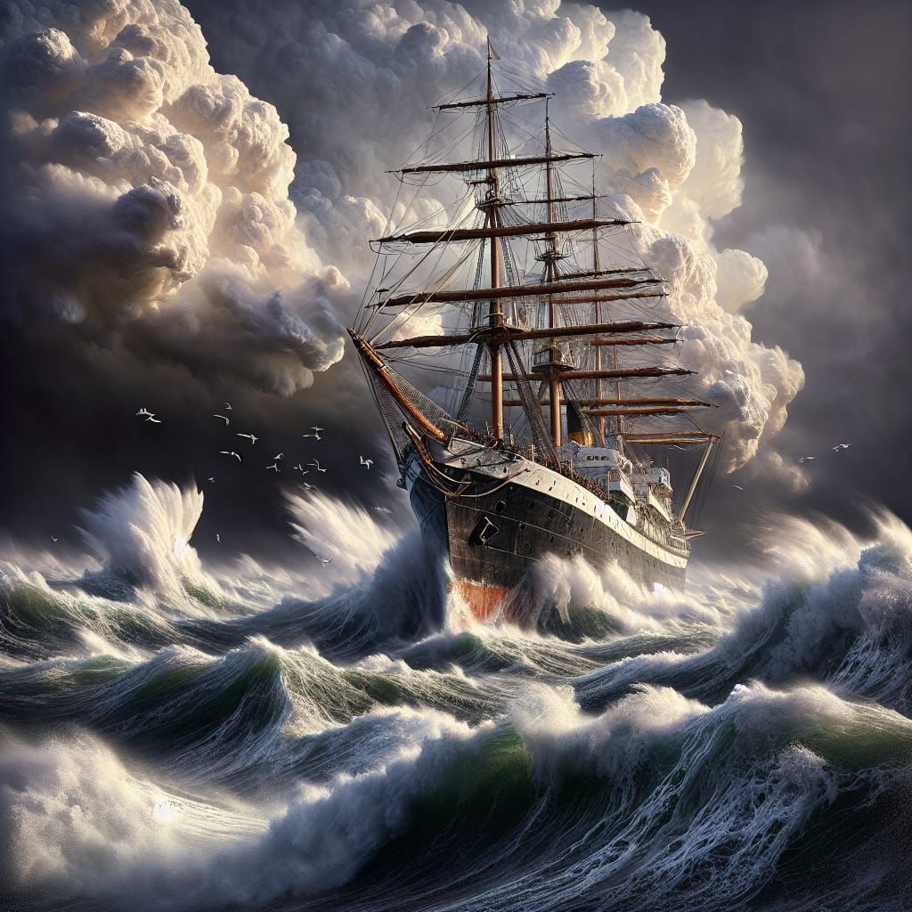 Tramp Steamer Ship Battles Tempestuous Seas