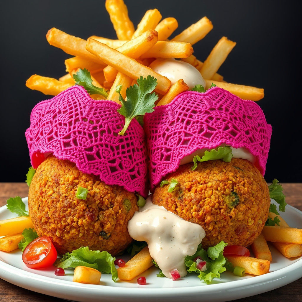 Playful Falafel Armor in Pop Surrealist Style