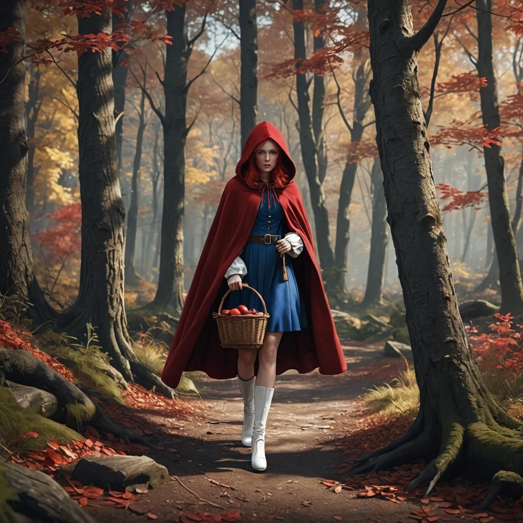 Red Riding Hood in Detailed Matte Painting