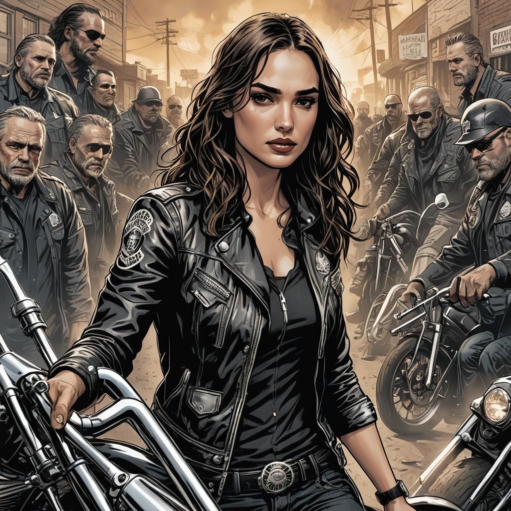 Gal Gadot as Sons of Anarchy Character in Comic Art