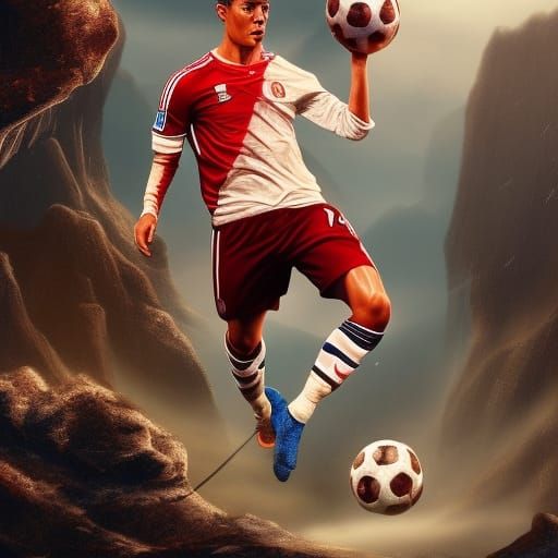 Goat in Christiano Ronaldo Jersey: Detailed Matte Painting