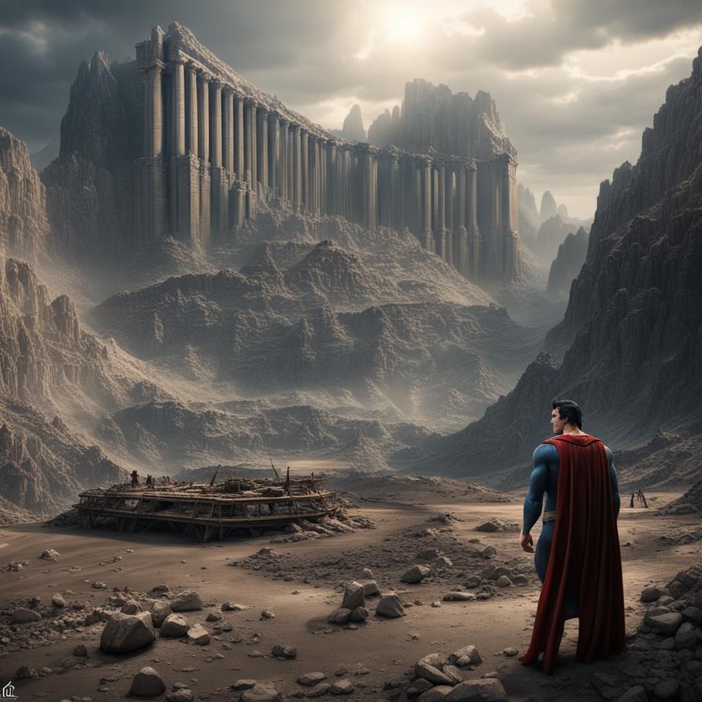 Superman in Ancient Ruins: Matte Painting