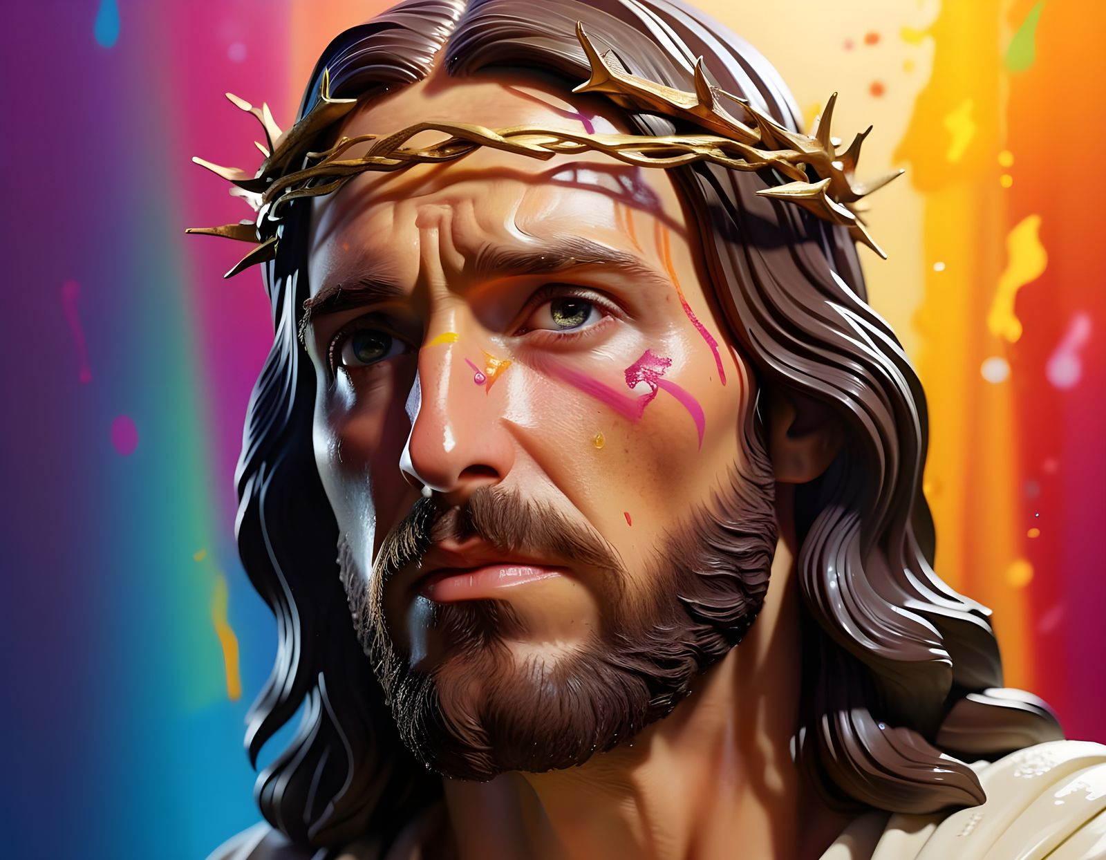 Hyperrealistic Jesus Christ in Vibrant Colors