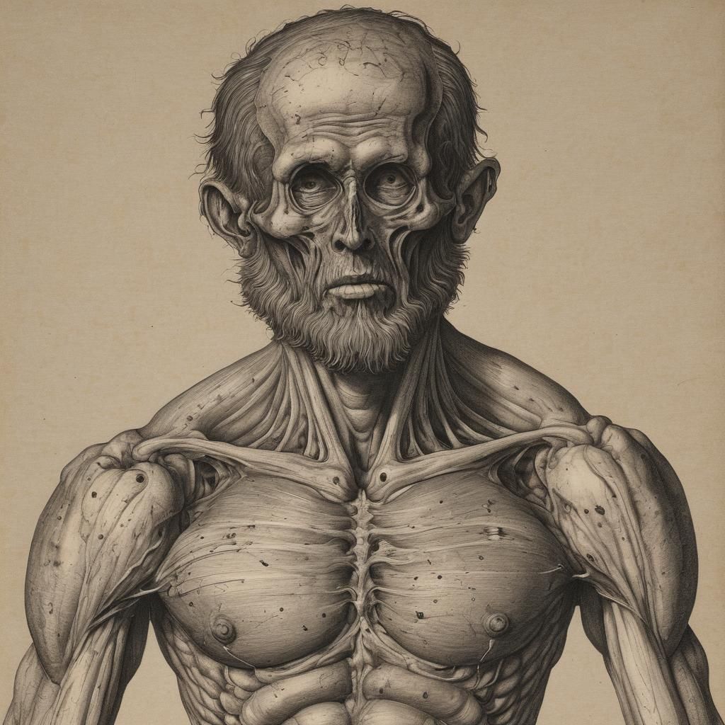 Grimdark Anatomical Illustration in Vesalius Style
